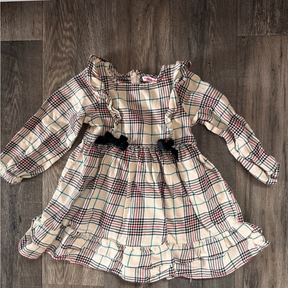 Ruffle Butts Plaid Dress with Black Accents